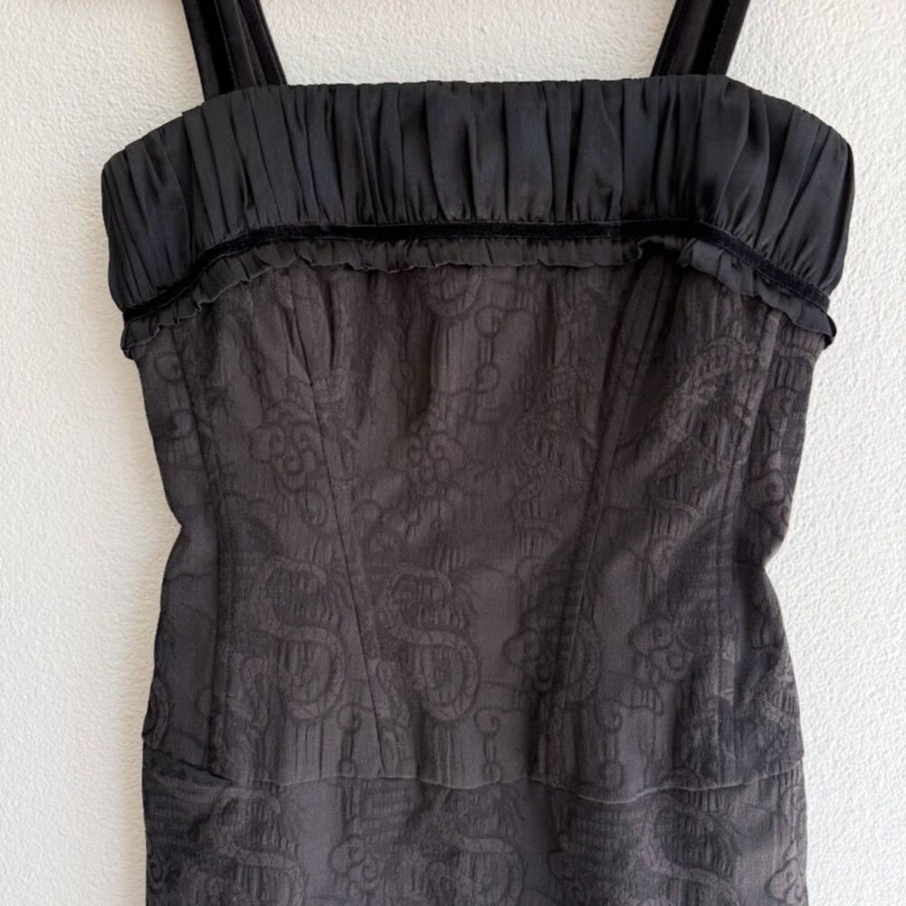 Vintage 90s Guess Jeans Dragon Jacquard Corset Satin & Velvet Dress in Black XS - Picture 5 of 14